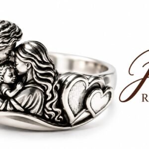 Home Silver family ring featuring parents and baby by JT Resin Arts