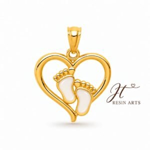 Home Gold heart - shaped mother's milk preservation pendant by JT Resin Arts